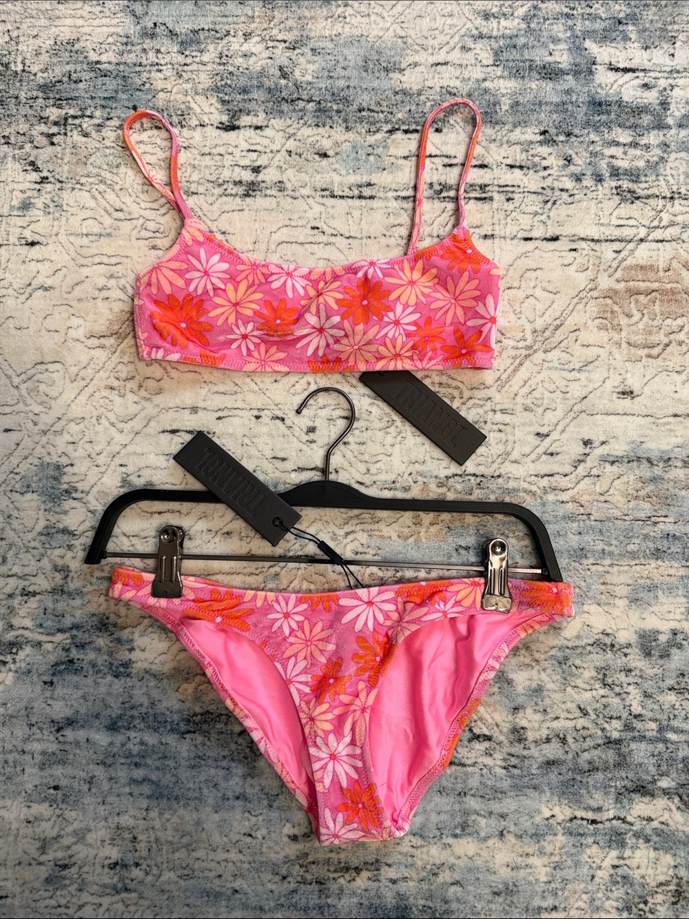 triangl swimwear Pink Orange Floral Bikini Set NWT OBO